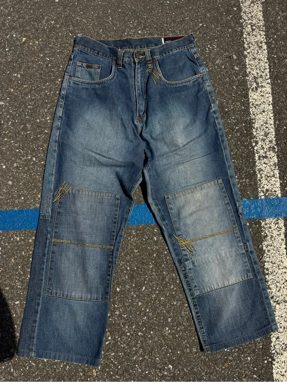 Phat Farm Men's Distressed Blue Carpenter Jeans - Picture 1 of 2